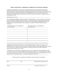 Conditional State Bank Charter Application - Nebraska, Page 9