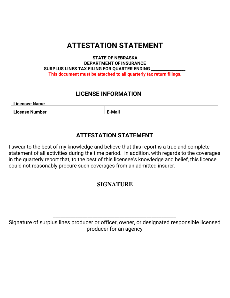 Attestation Statement - Nebraska, Page 1