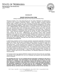 Document preview: Attachment B Issuer Certification Form - Nebraska