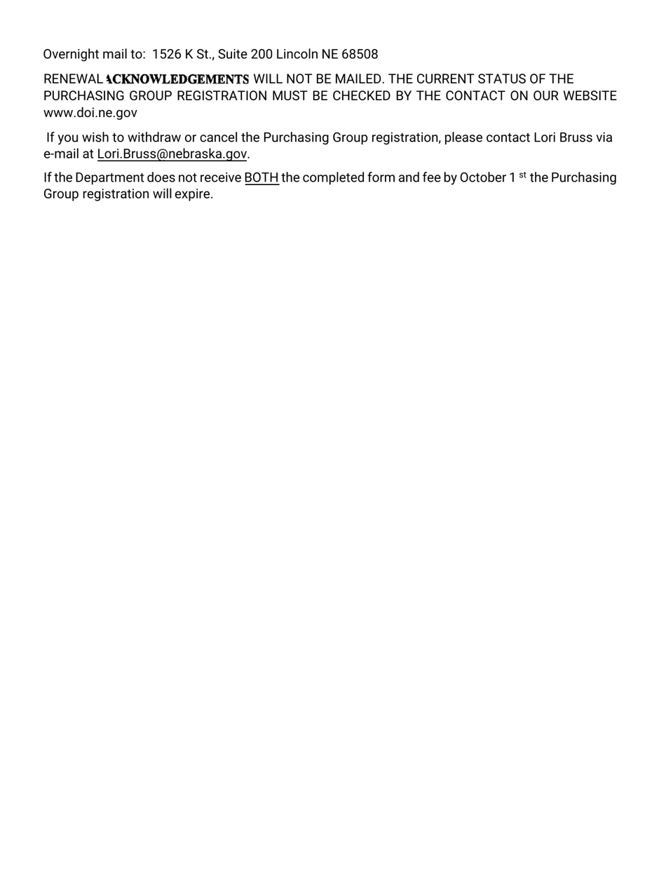 Nebraska Purchasing Group Registration Renewal - Nebraska, Page 2
