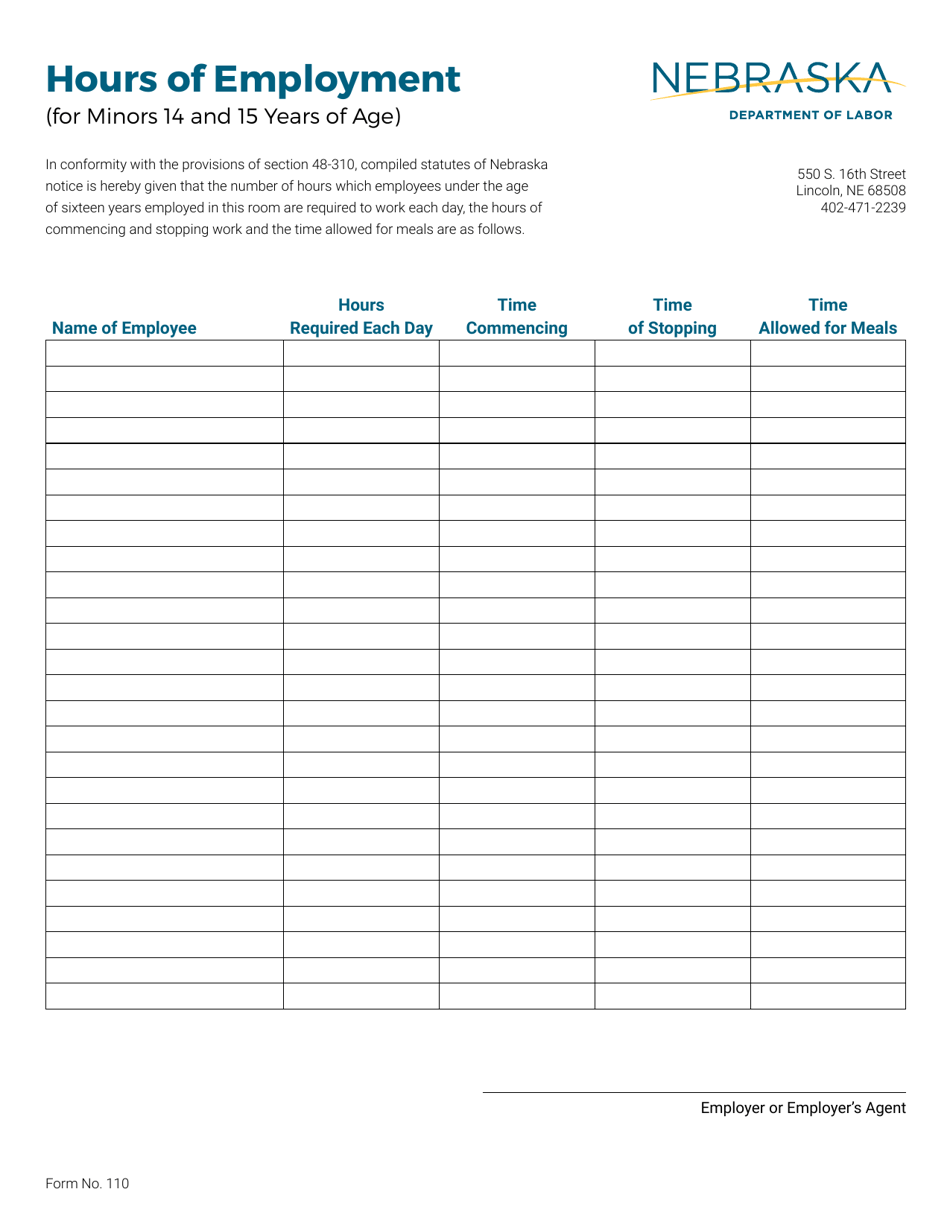 Form 110 - Fill Out, Sign Online and Download Fillable PDF, Nebraska ...