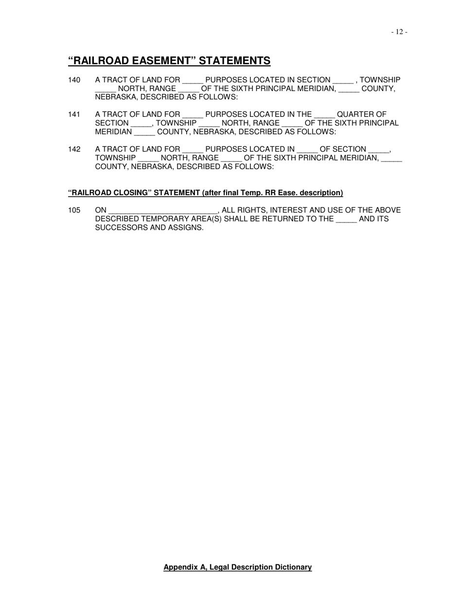 Appendix A Legal Description Dictionary Statements - Nebraska, Page 12