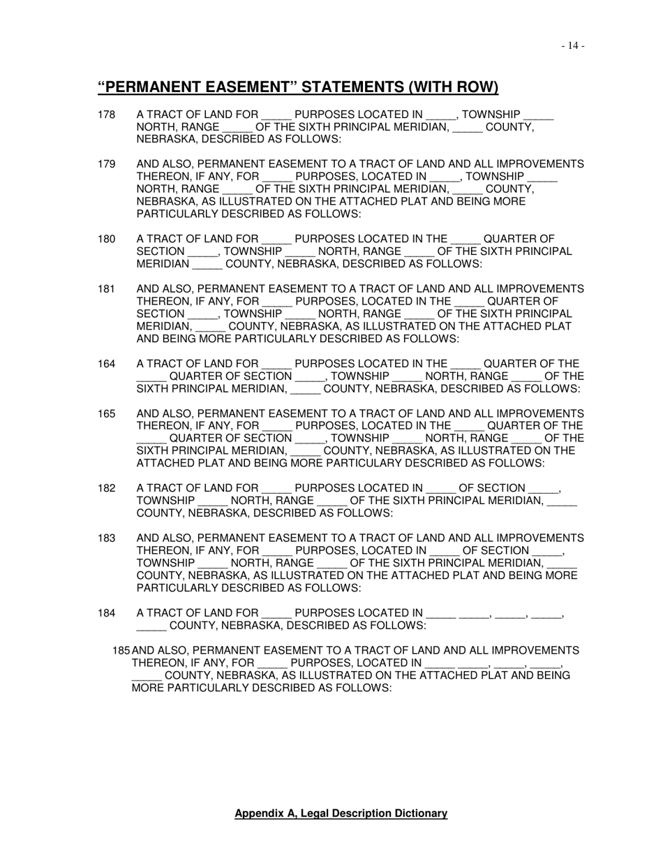Appendix A Legal Description Dictionary Statements - Nebraska, Page 14