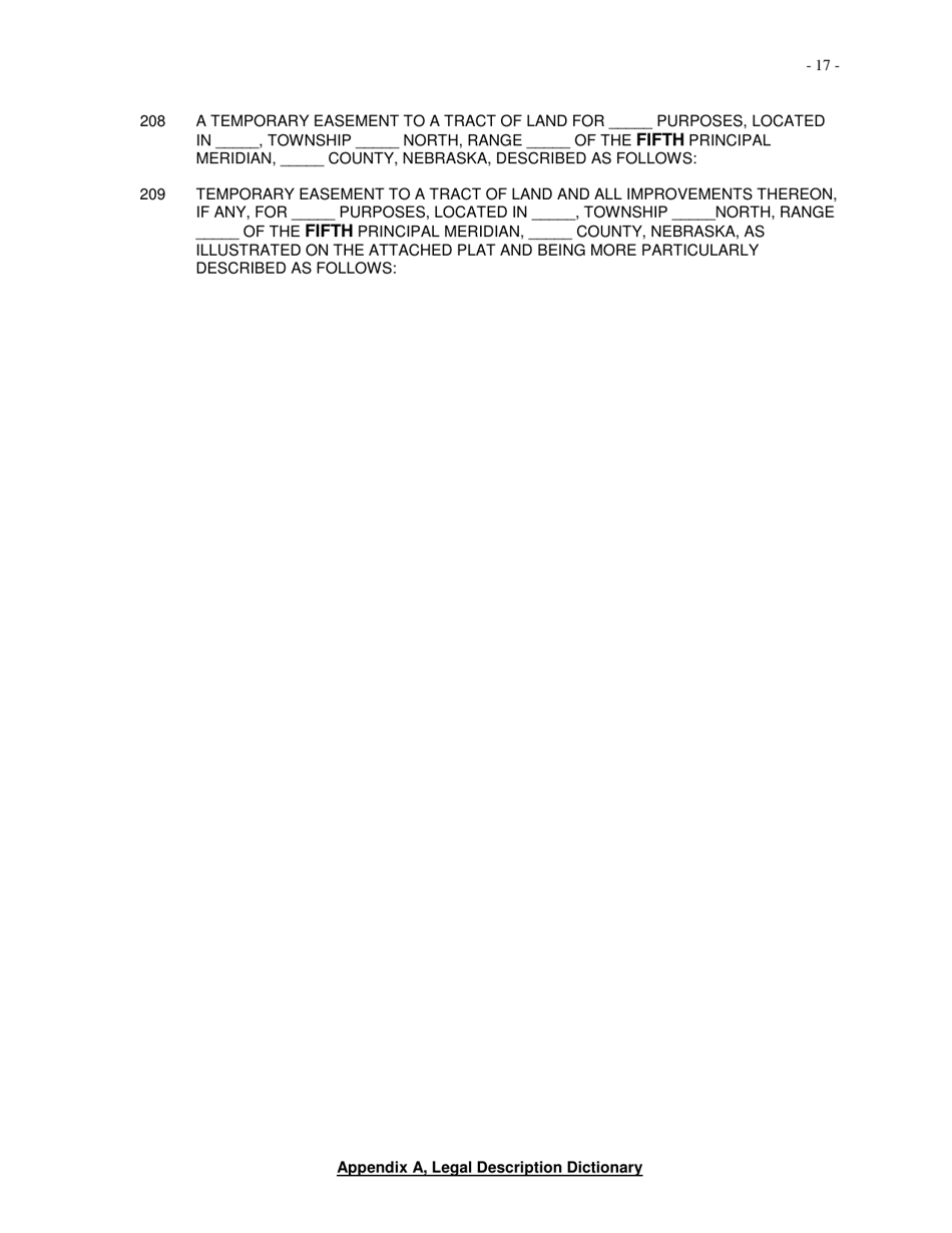 Appendix A Legal Description Dictionary Statements - Nebraska, Page 17