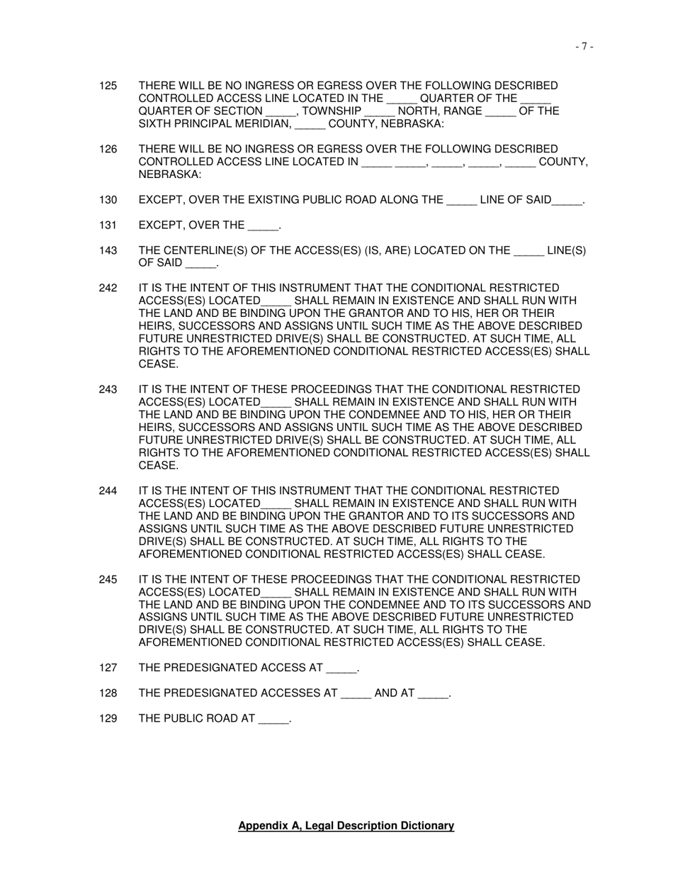 Appendix A Legal Description Dictionary Statements - Nebraska, Page 7