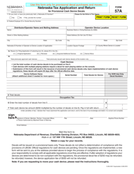 Form 57A Nebraska Tax Application and Return for Provisional Cash Device Decals - Nebraska