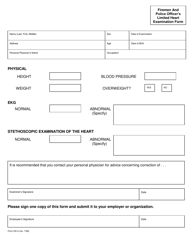 Form OD-4 Firemen and Police Officer's Limited Heart Examination Form - Nevada