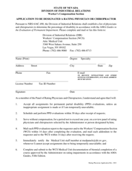 Document preview: Application to Be Designated a Rating Physician or Chiropractor - Nevada
