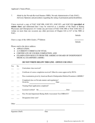 Application to Be Designated a Rating Physician or Chiropractor - Nevada, Page 2