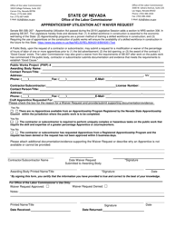 Document preview: Apprenticeship Utilization Act Waiver Request Form - Nevada