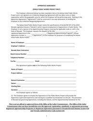 Apprenticeship Agreement Form - Nevada