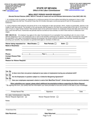 Document preview: Meal/Rest Period Waiver Request - Nevada