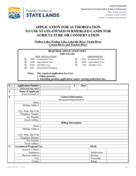 Application for Authorization to Use State-Owned Submerged Lands for Agriculture or Conservation - Nevada