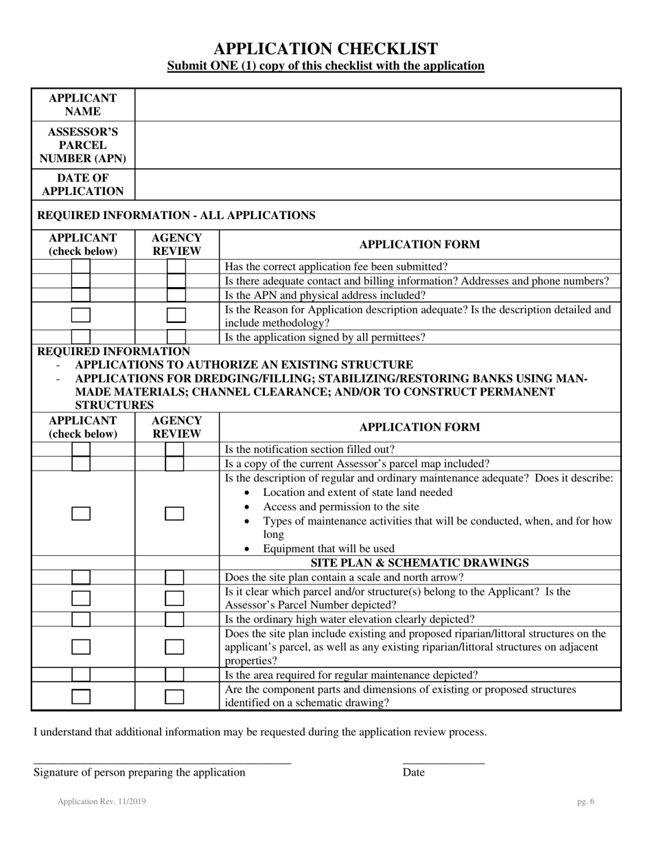 Application for Authorization to Use State-Owned Submerged Lands for Agriculture or Conservation - Nevada, Page 6