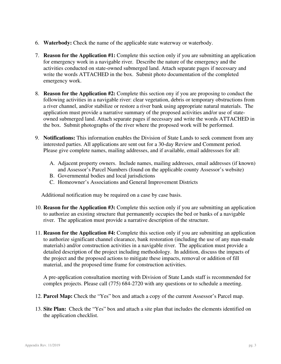 Application for Authorization to Use State-Owned Submerged Lands for Agriculture or Conservation - Nevada, Page 9