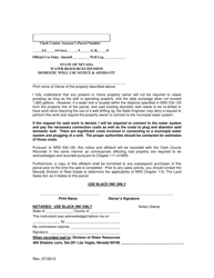 Document preview: Domestic Well Use Notice & Affidavit - Clark County, Nevada
