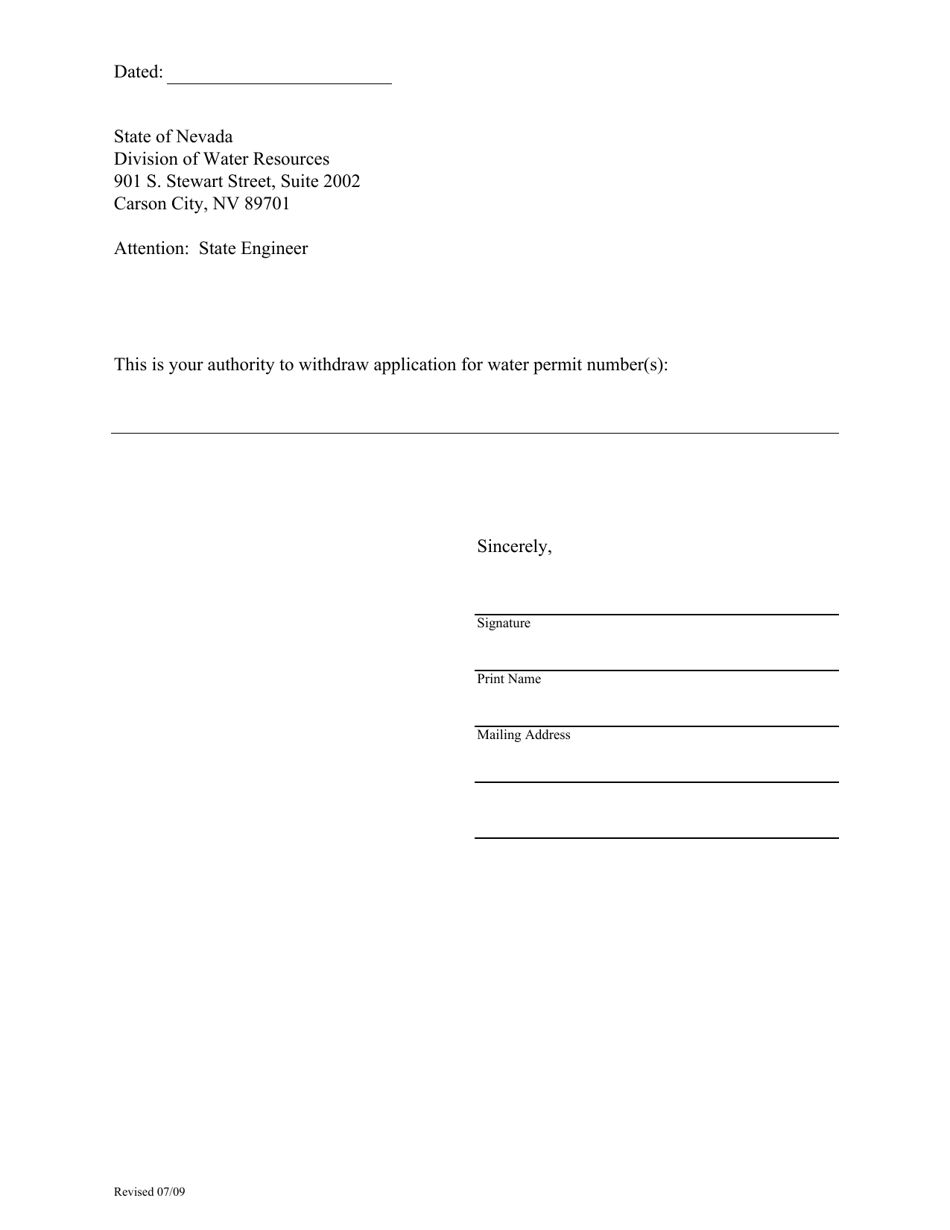 Withdrawal of Application - Nevada, Page 1