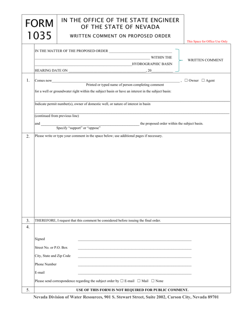 Form 1035  Printable Pdf
