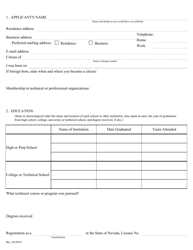 Application for Appointment as State Water Right Surveyor - Nevada, Page 2