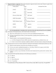 Form 5095 Application for Truckee River Maintenance Permit - Nevada, Page 2