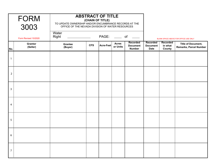 Form 3003  Printable Pdf