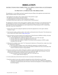 Application for Extension of Time to Prevent a Forfeiture for Irrigation - Nevada