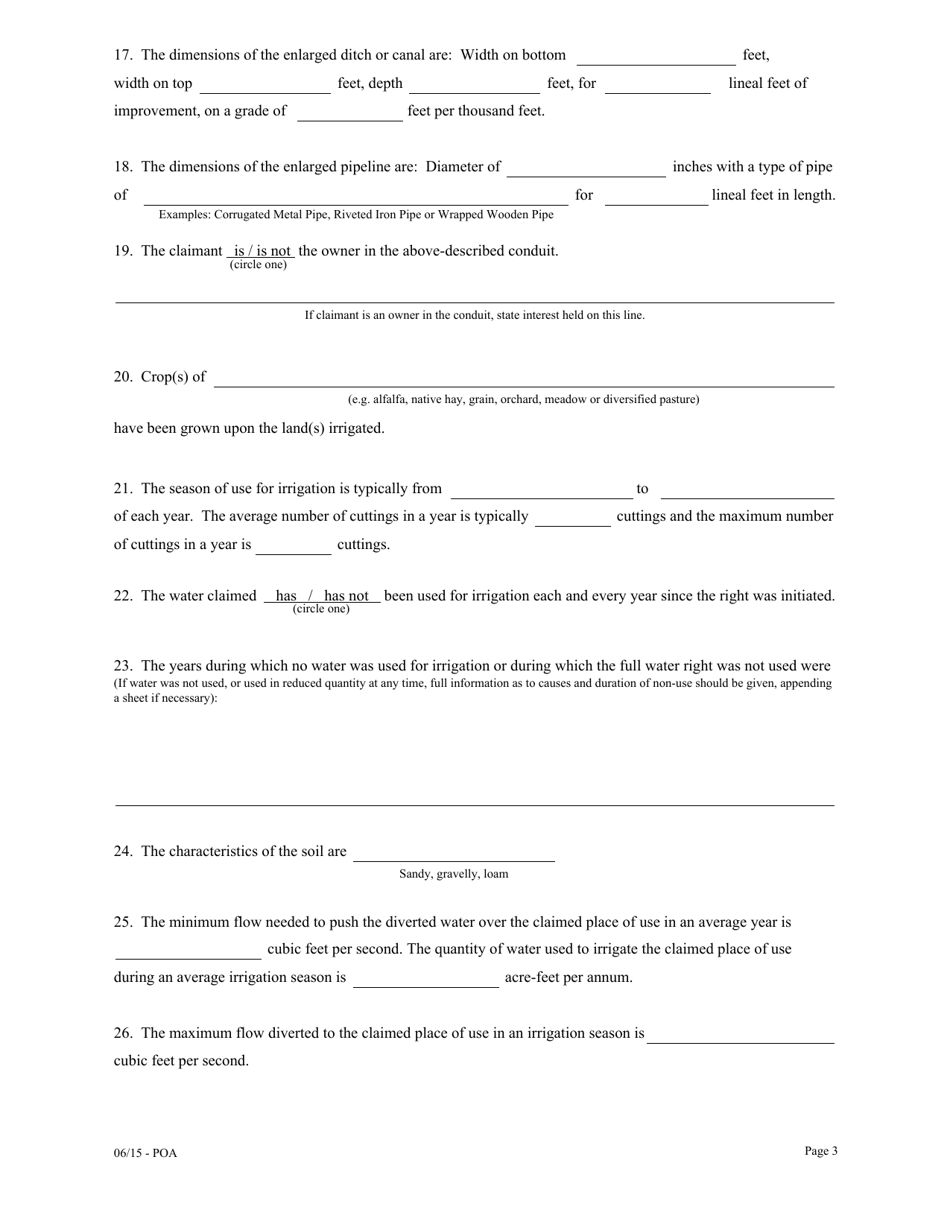 Proof of Appropriation of Water - Nevada, Page 3