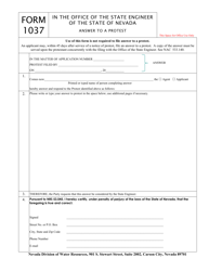 Document preview: Form 1037 Answer to a Protest - Nevada
