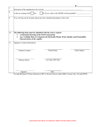 Form 4020 Request for Waiver of the Provisions of the Well Drilling Regulations as Adopted Under Chapter 534 of the Nevada Administrative Code - Nevada, Page 2