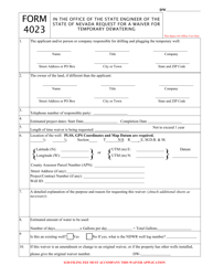 Form 4023 Request for a Waiver for Temporary Dewatering - Nevada