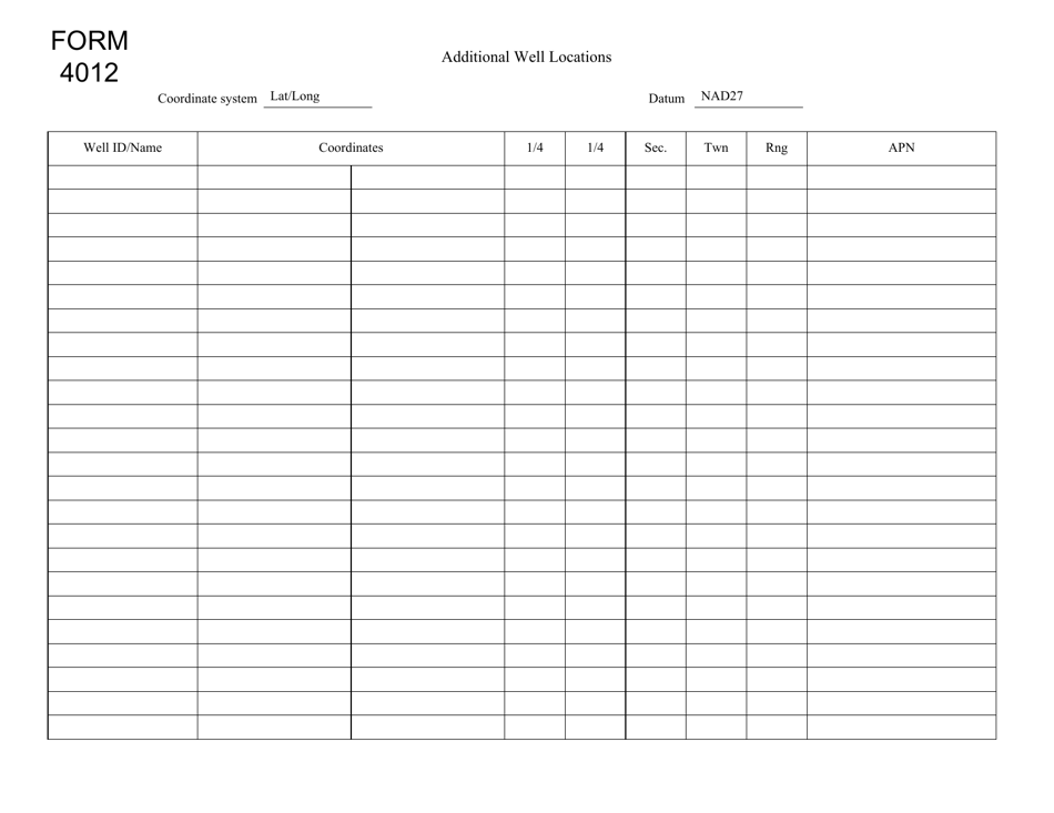 Form 4012 - Fill Out, Sign Online and Download Fillable PDF, Nevada ...