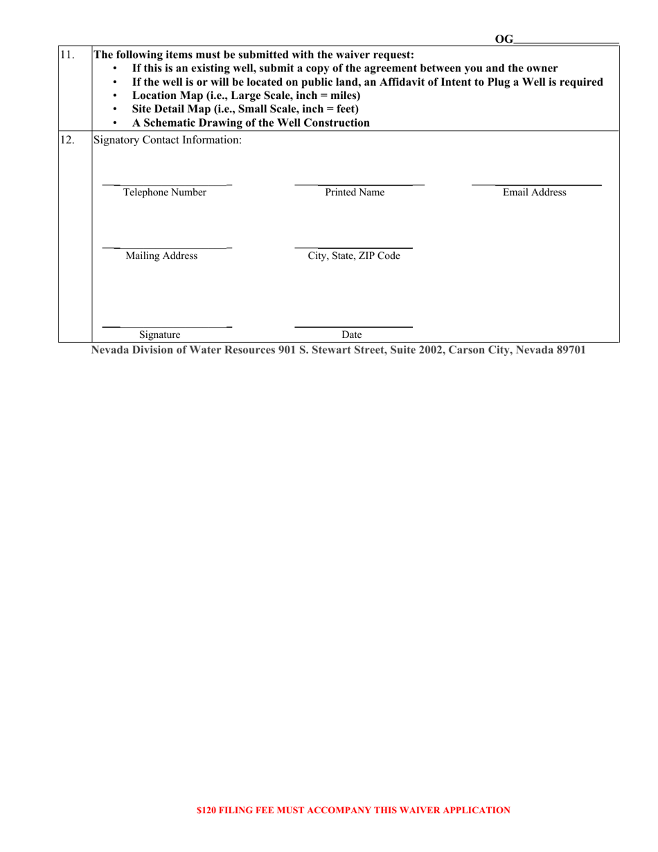 Form 4026 Request for a Waiver for Temporary Use of Ground Water for Oil  Gas or Geothermal Exploration - Nevada, Page 2