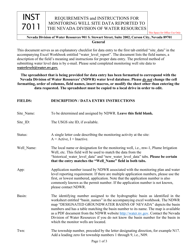 Document preview: Form 7011 Requirements and Instructions for Monitoring Well Site Data Reported to the Nevada Division of Water Resources - Nevada