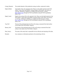 Form 7011 Requirements and Instructions for Monitoring Well Site Data Reported to the Nevada Division of Water Resources - Nevada, Page 3