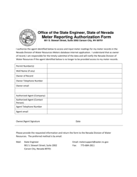 Document preview: Meter Reporting Authorization Form - Nevada