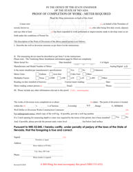 Proof of Completion of Work - Meter Required - Nevada