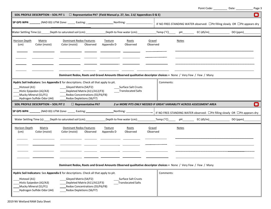 Nevada Nevada Wetland Rapid Assessment Method (Ram) Data Sheets - Fill ...