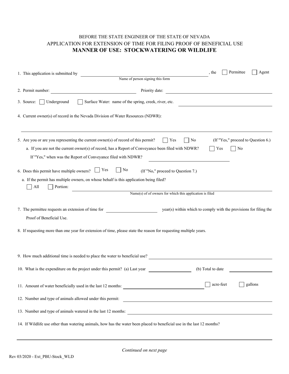 Application for Extension of Time for Filing Proof of Beneficial Use - Stockwatering or Wildlife - Nevada, Page 3