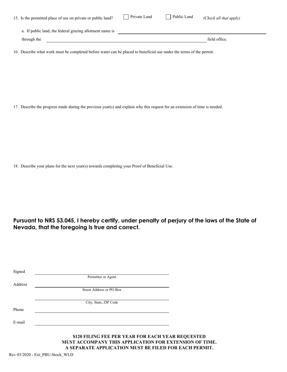 Application for Extension of Time for Filing Proof of Beneficial Use - Stockwatering or Wildlife - Nevada, Page 4