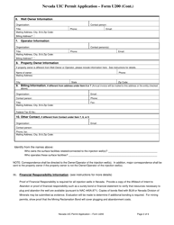 Form U200 Uic Permit Application - Nevada, Page 2