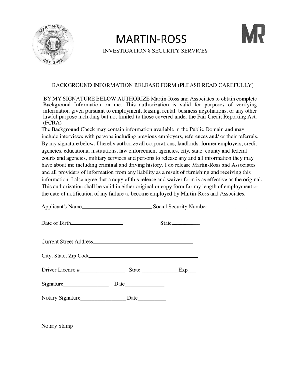 Background Information Release Form - Nevada, Page 1