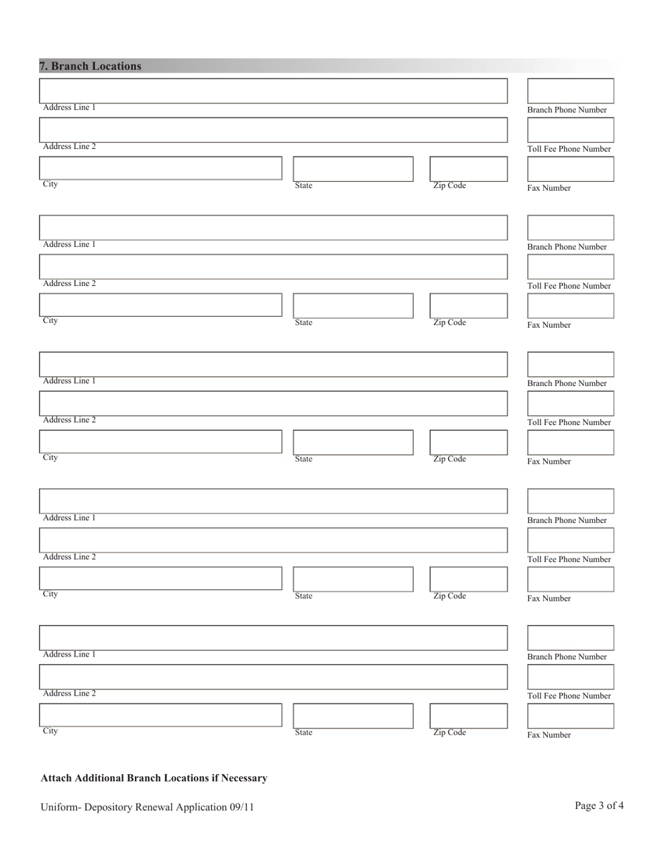 Financial Institutions Uniform Application for Renewal of Licensing / Registration - Depository Licensee - Nevada, Page 3
