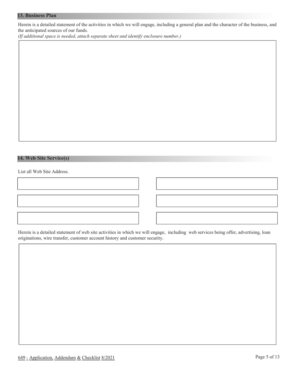 Financial Institutions Application for Licensing - Collection Agency  Registration Foreign Collection Agency Nrs  Nac Chapter 649 Application  Checklist - Nevada, Page 5