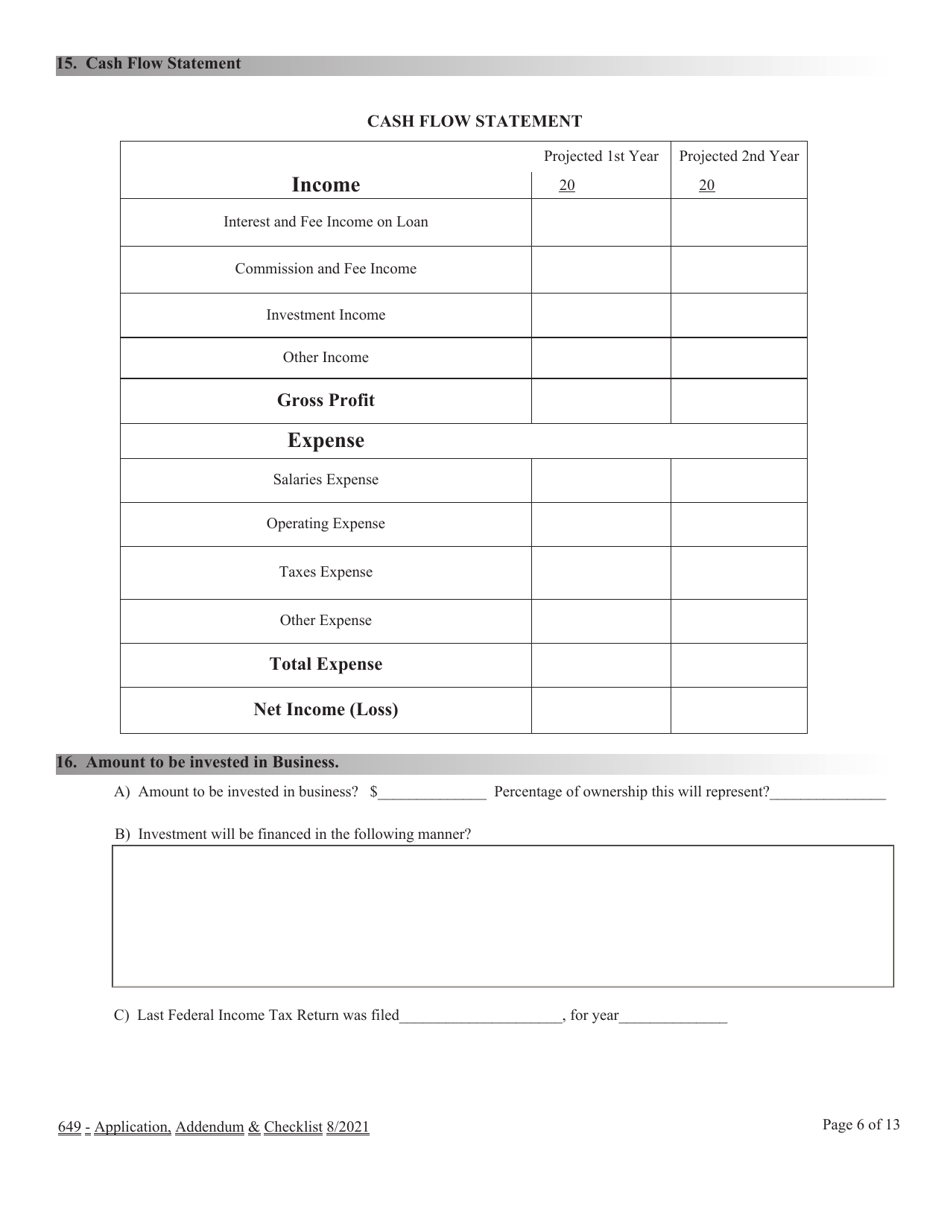 Financial Institutions Application for Licensing - Collection Agency  Registration Foreign Collection Agency Nrs  Nac Chapter 649 Application  Checklist - Nevada, Page 6