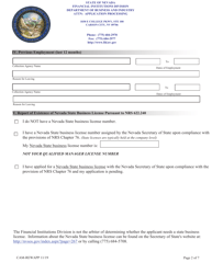 Renewal Application for Certification as a Collection Agency Manager - Nevada, Page 2