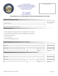 Transfer of Location Request for Non-depository Licensee - Nevada