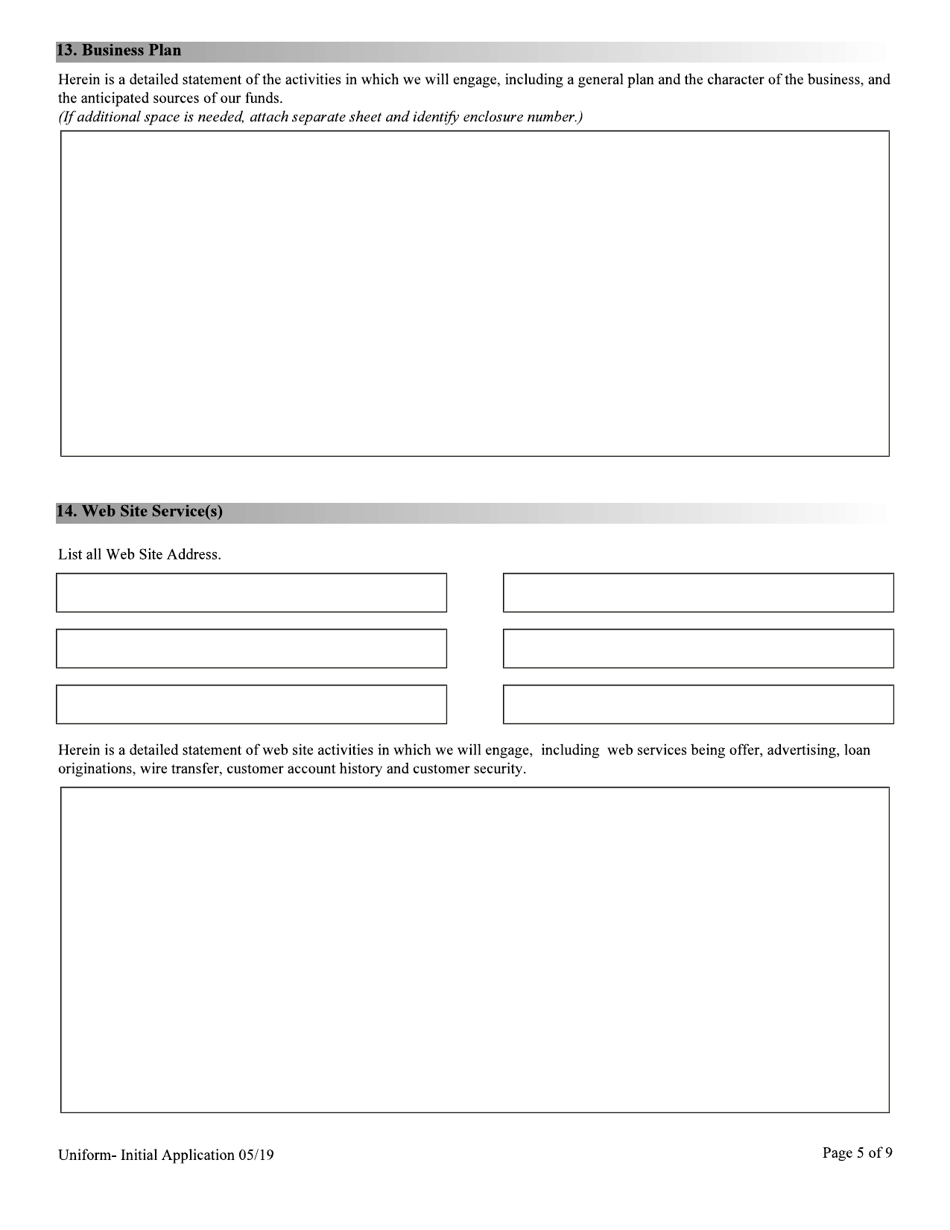 Financial Institutions Uniform Application for Licensing / Registration - Non-depository Licensee - Nevada, Page 5