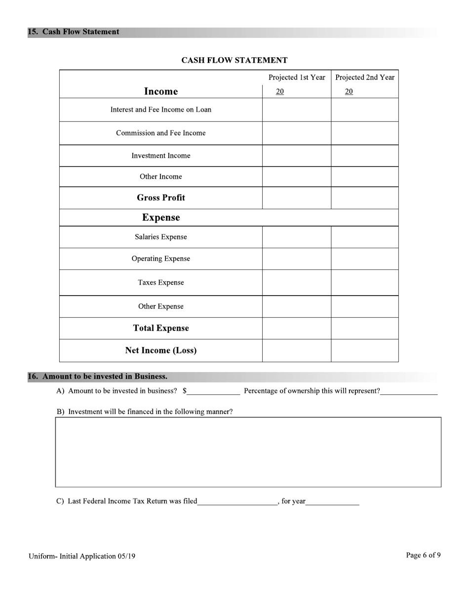 Financial Institutions Uniform Application for Licensing / Registration - Non-depository Licensee - Nevada, Page 6