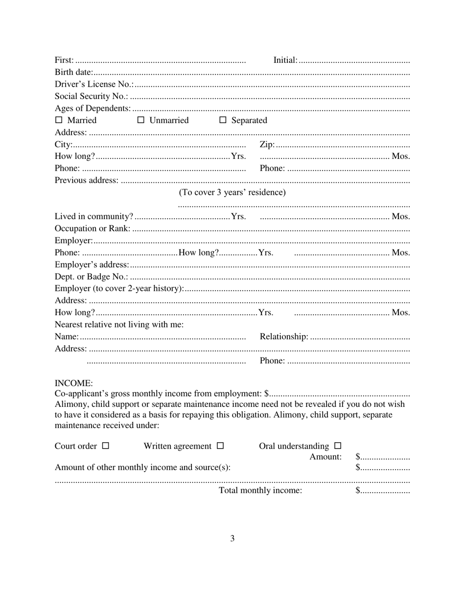 Application for Credit Used in Any Sale of Vehicle Governed by Nrs 97.299 - Nevada, Page 3