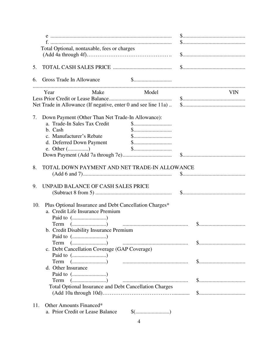 Contract for Sale and Security Agreement for Sale of Vehicle With Precomputed or Add-On Interest to Be Paid - Nevada, Page 4